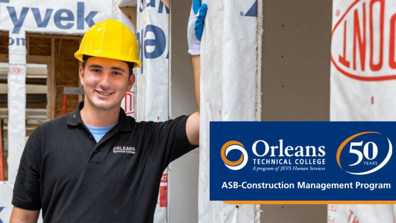 Construction student with OTC logo