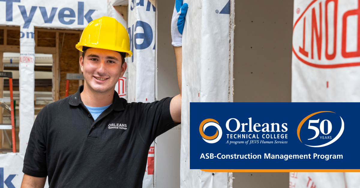 Construction student with OTC logo